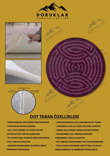 Kaymaz Taban Yıkanabilir Dijital Baskı Dekoratif Modern Desenli Maze Serisi Dot Taban Halı MZ07