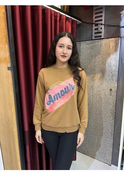 Bisiklet Yaka Sweatshirt Amour