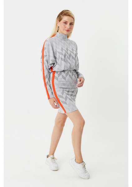 Balıkçı Yaka Turuncu Grogren Detaylı Örme Elbise fiyatları