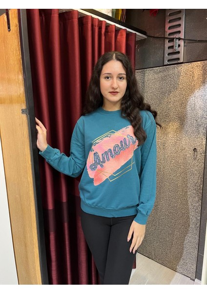 Bisiklet Yaka Sweatshirt Amour