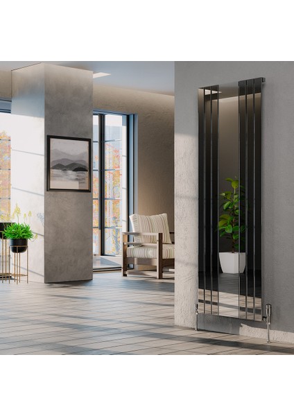 Royal Mirror Aynalı Alüminyum Dekoratif Radyatör 1800x792 mm | 8 Dilim | 1435W | Ral 9005 Dokulu Siyah