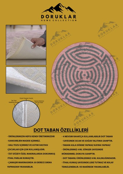 Kaymaz Taban Yıkanabilir Dijital Baskı Dekoratif Modern Desenli Maze Serisi Dot Taban Halı MZ01