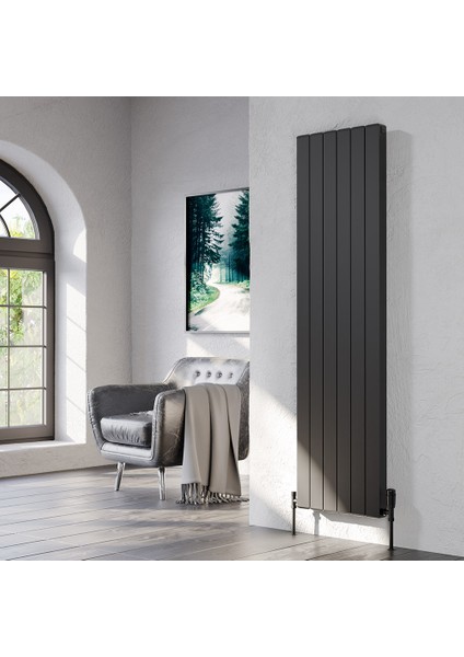 Lova Alüminyum Dekoratif Dikey Radyatör 1800x556 mm - 7 Dilim Dokulu Antrasit Gri | 2678 W Yüksek Isıl Güç | 5 Yıl Üretici Garantisi