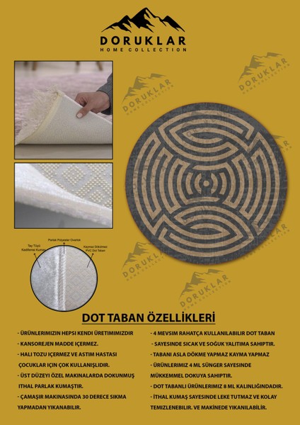 Kaymaz Taban Yıkanabilir Dijital Baskı Dekoratif Modern Desenli Maze Serisi Dot Taban Halı MZ09