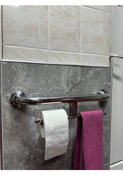 Paslanmaz Banyo Wc Havluluklu Engelli Tutunma Barı