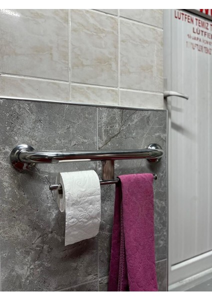 Paslanmaz Banyo Wc Havluluklu Engelli Tutunma Barı