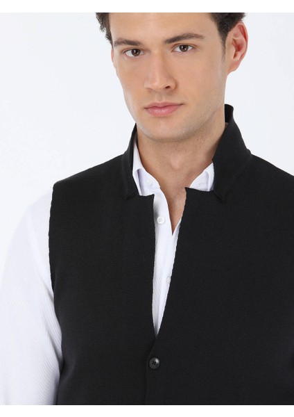 Siyah Düz Örgü Triko Yelek modelleri