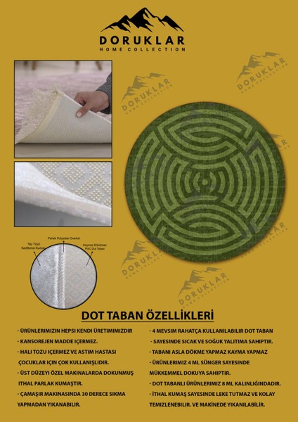 Kaymaz Taban Yıkanabilir Dijital Baskı Dekoratif Modern Desenli Maze Serisi Dot Taban Halı MZ05