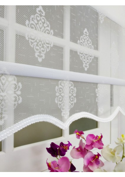 Çiftli Sistem Yeni Şantuklu Damask Desenli Tül + Stor