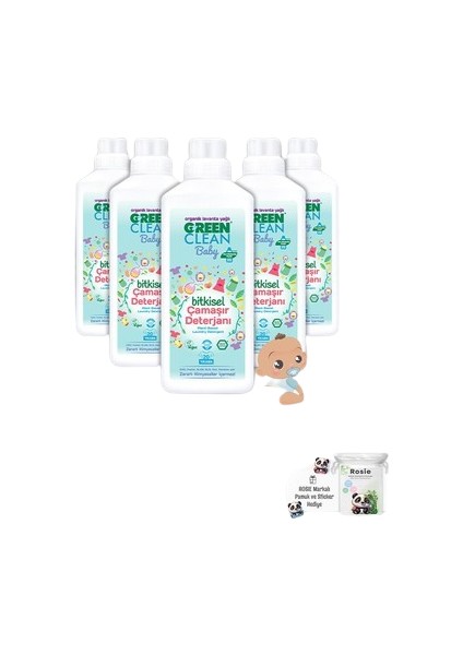 1000 ml Bebek Çamaşır Deterjanı 5 Adet ve Rosie Pamuk