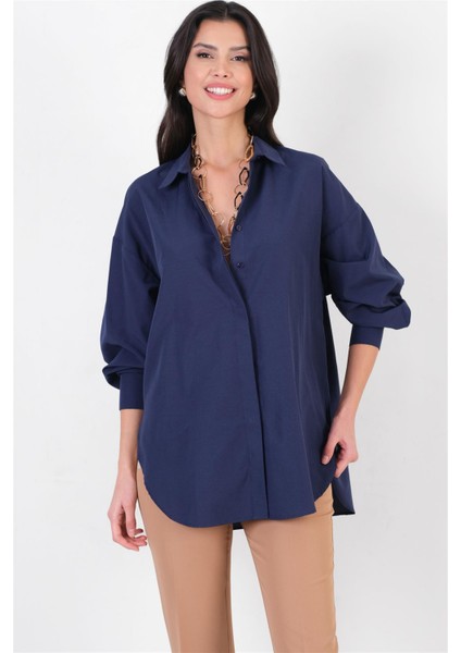 Antonina Oversize Gömlek Lacivert