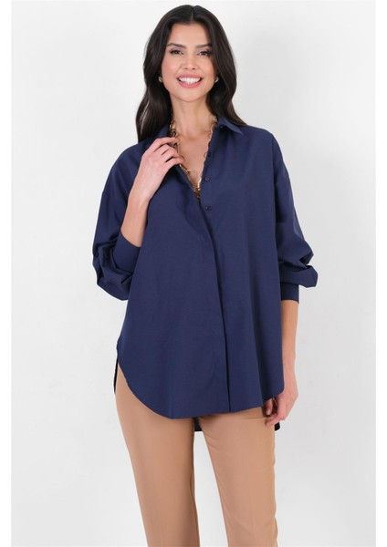 Antonina Oversize Gömlek Lacivert fiyatları