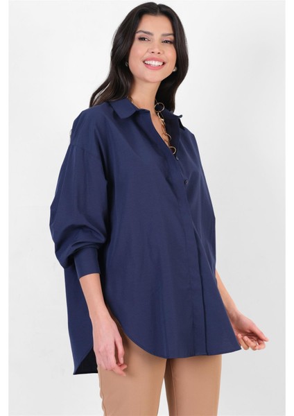 Antonina Oversize Gömlek Lacivert modelleri