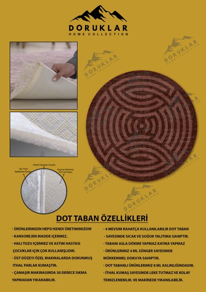 Kaymaz Taban Yıkanabilir Dijital Baskı Dekoratif Modern Desenli Maze Serisi Dot Taban Halı MZ02