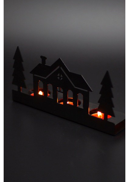 Dekoratif Ev Tasarım Metal Mumluk Siyah Şamdan