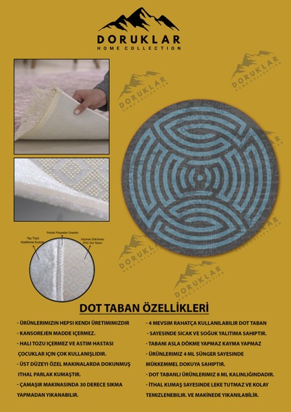 Kaymaz Taban Yıkanabilir Dijital Baskı Dekoratif Modern Desenli Maze Serisi Dot Taban Halı MZ04