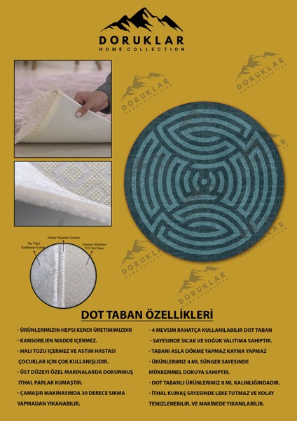 Kaymaz Taban Yıkanabilir Dijital Baskı Dekoratif Modern Desenli Maze Serisi Dot Taban Halı MZ06