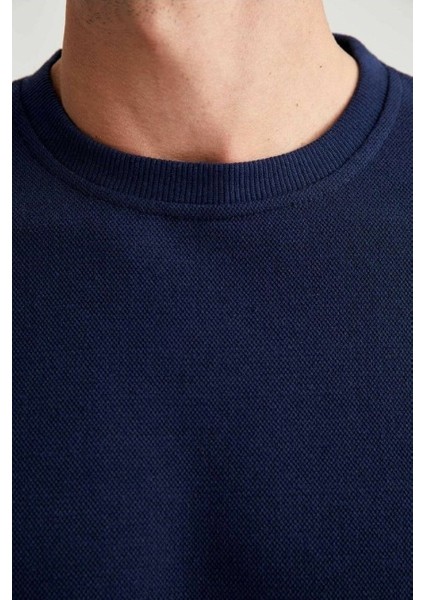 Erkek Siyah Bisiklet Yaka Regular Fit Sweatshirt
