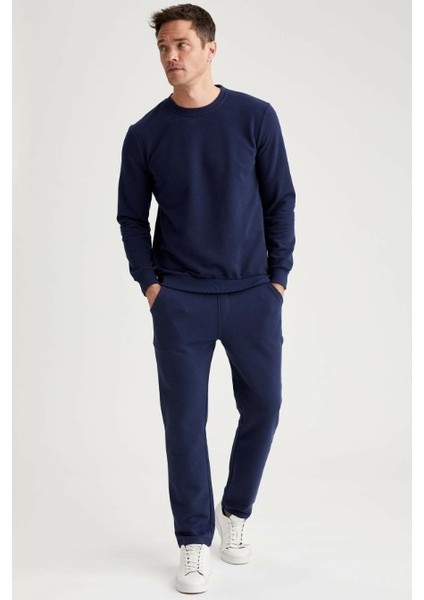 Erkek Siyah Bisiklet Yaka Regular Fit Sweatshirt