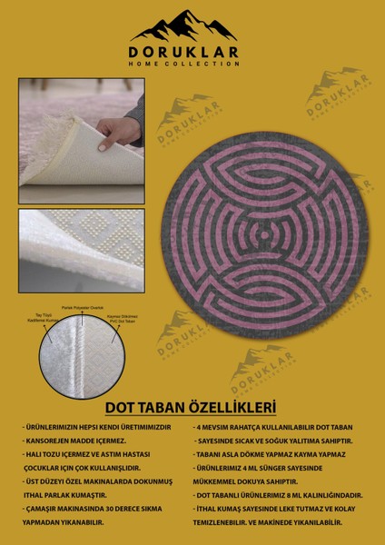 Kaymaz Taban Yıkanabilir Dijital Baskı Dekoratif Modern Desenli Maze Serisi Dot Taban Halı MZ10