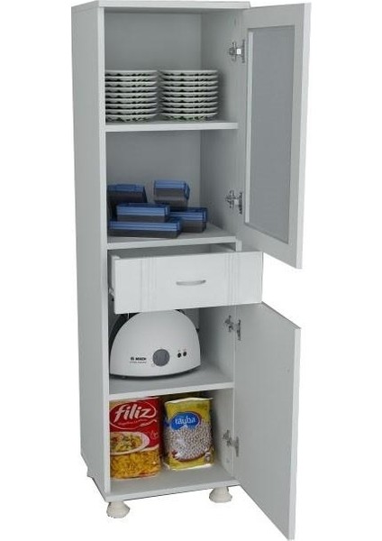 Mdf Lake Pleksi Kapaklı Mutfak ve Banyo Boy Dolabı Demonte