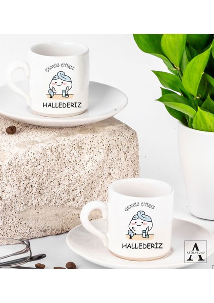 Genciz Çıtırız Hallederiz Tasarımlı 2'li Türk Kahvesi Fincan Seti