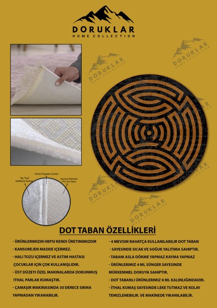 Kaymaz Taban Yıkanabilir Dijital Baskı Dekoratif Modern Desenli Maze Serisi Dot Taban Halı MZ03