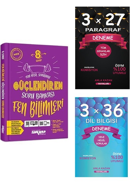 8. Sınıf Fen Bilimleri Güçlendiren Soru Bankası – Anla Kazan Paragraf – Dil Bilgisi Denemeleri