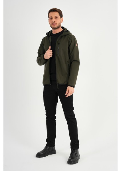Alexandergardı Fermuarlı Içi Polarlı Su Itici Softshell Kumaş Kapüşonlu Mont (E24-MNT-01)