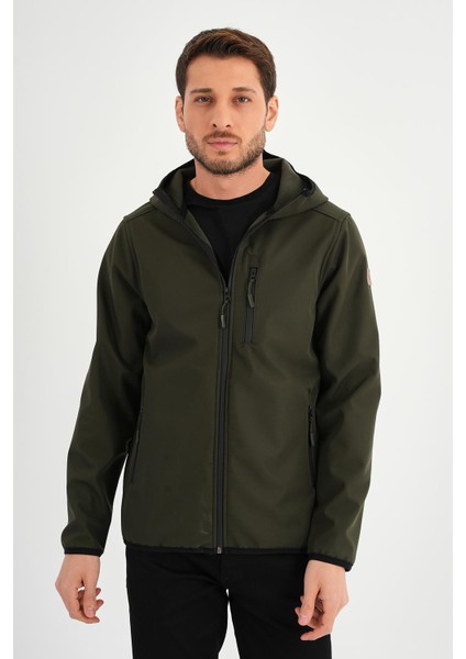 Alexandergardı Fermuarlı Içi Polarlı Su Itici Softshell Kumaş Kapüşonlu Mont (E24-MNT-01)