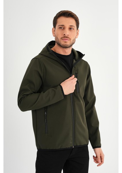Alexandergardı Fermuarlı Içi Polarlı Su Itici Softshell Kumaş Kapüşonlu Mont (E24-MNT-01)