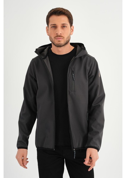 Alexandergardı Fermuarlı Içi Polarlı Su Itici Softshell Kumaş Kapüşonlu Mont (E24-MNT-01)