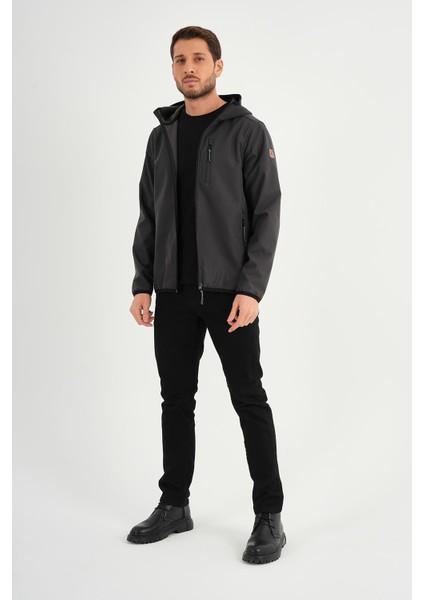 Alexandergardı Fermuarlı Içi Polarlı Su Itici Softshell Kumaş Kapüşonlu Mont (E24-MNT-01)