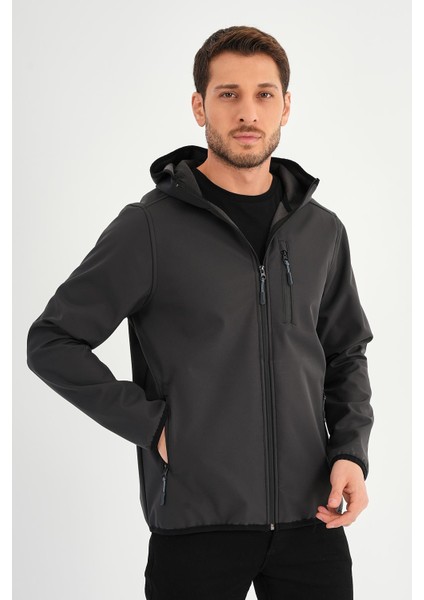 Alexandergardı Fermuarlı Içi Polarlı Su Itici Softshell Kumaş Kapüşonlu Mont (E24-MNT-01)