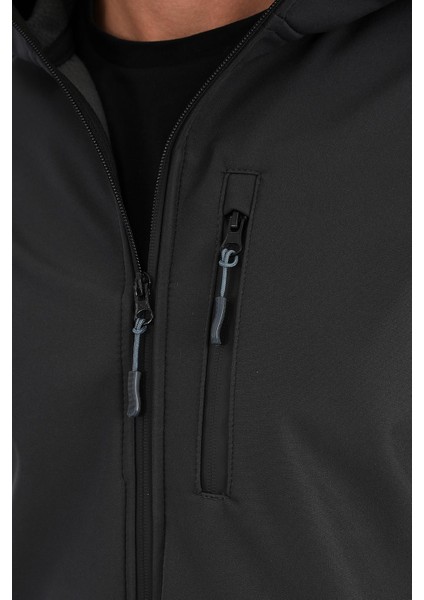 Alexandergardı Fermuarlı Içi Polarlı Su Itici Softshell Kumaş Kapüşonlu Mont (E24-MNT-01)