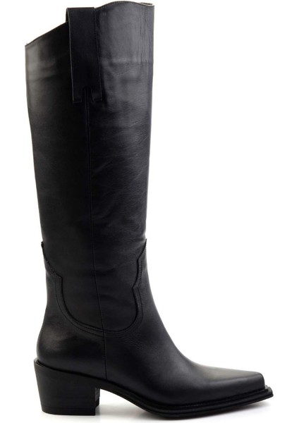 Siyah Deri Kadın Çizme K03274324003 fiyatları