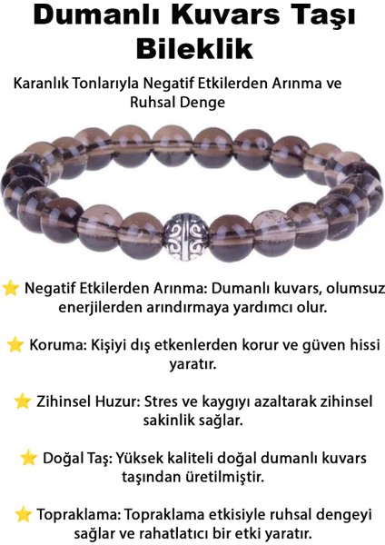 Dumanlı Kuvars Doğal Taş Bileklik