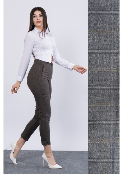 Trend Önü Pensli Zr Model Ekose Pantolon 30102