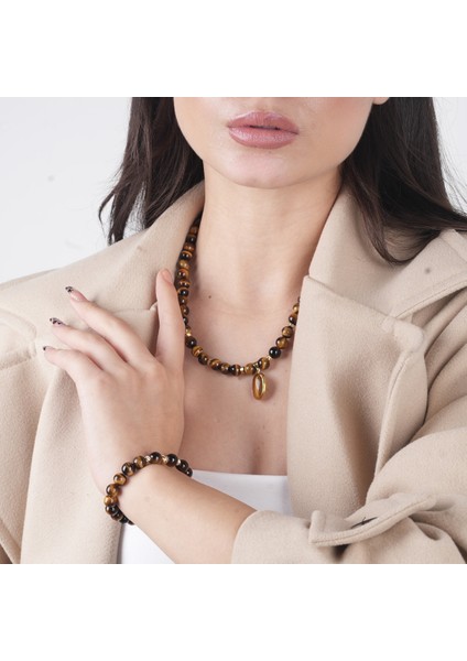 Tomiris - Kaplan Gözü Doğal Taş Kolye & Bileklik