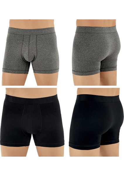 E031 Erkek Likralı Boxer Külot 3siyah-3koyu Gri Xxl