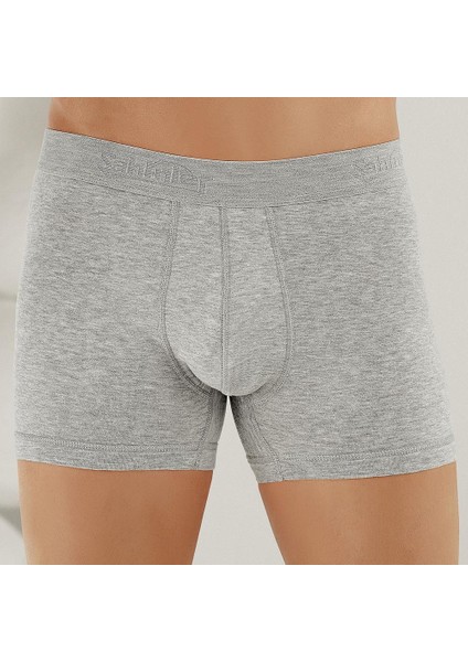 E031 Erkek Likralı Boxer Külot Gri S