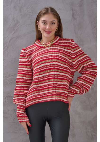 Kadın Enine Çizgili Basic Renkli Yumoş Triko