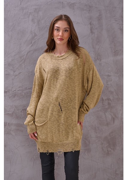 Kadın Oversize Yırtıklı Triko fiyatları