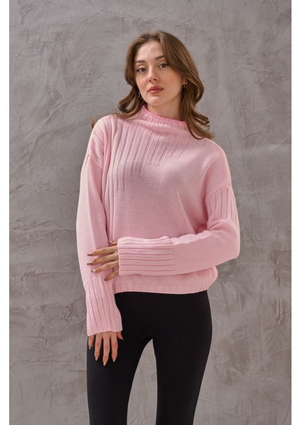 Kadın Asimetrik Toz Pembe Triko fiyatları