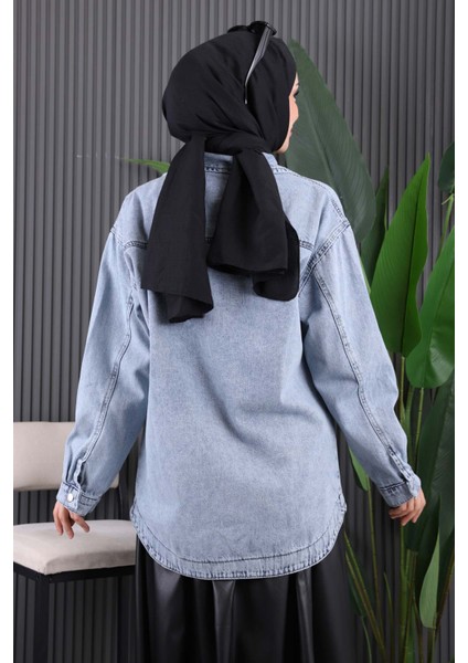 Mavi Taş İşlemeli Kot Ceket fırsatları