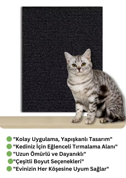 Antrasit Yapışkanlı Koltuk Kenarı Koruyucu Kedi Tırmalama Halısı