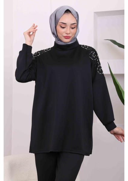 Saks Mavi Omzu Taşlı Scuba Takım