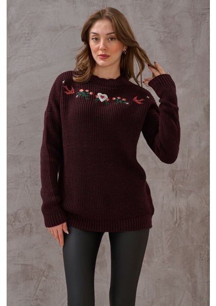 Kadın Önü Premıum Nakışlı Klasik Örme Detay Triko Kazak fırsatları