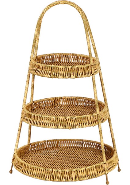 Çok Amaçlı Rattan Dokuma Sepet Sepeti Yaşı Için 3 Katlı (Yurt Dışından)