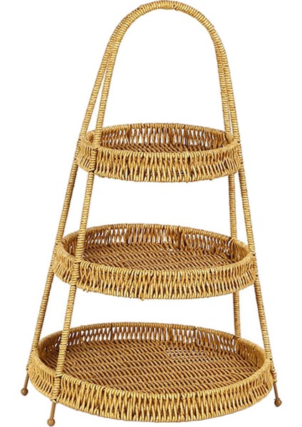 Çok Amaçlı Rattan Dokuma Sepet Sepeti Yaşı Için 3 Katlı (Yurt Dışından) modelleri